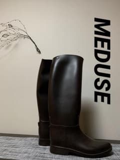 MEDUSE 長靴 おしゃれ 軽い 雨靴 レインブーツ ロング 23.5
