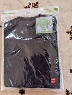 UNIQLO 長袖リブハイネック 90cm ネイビー　綿98 %肩開きのサムネイル