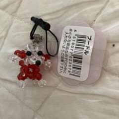 手作りキラキラビーズ プードル ストラップ