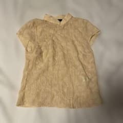 ZARA チャイナ風 刺繍 半袖ブラウスのサムネイル