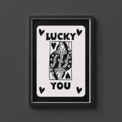 【防水発送】アートポスター トランプ クイーン LUCKY YOU A4 縁ありのサムネイル