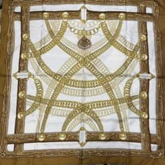 HERMES/エルメス スカーフ90 MAILLONS チェーン柄【箱付タグ有