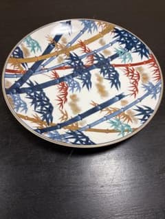 竹絵高座皿　盛皿　輪花型皿 竹林絵皿　盛鉢　和食器　飾り皿　有田焼　骨董のサムネイル