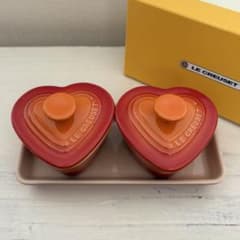 【未使用】LE CREUSETハートココット2個セットオレンジ箱付きのサムネイル
