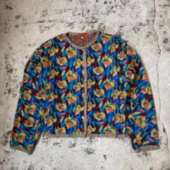 90s イタリア製 Missoni カーディガン 総柄 44 青 暖色 古着