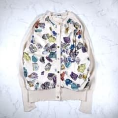 【良品】HERMES エルメス　ミネロー　シルク切り替え　ニットカーディガン 良品】HERMES エルメス ミネロー シルク切り替え ニットカーディガン