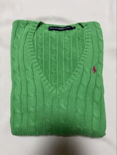 RALPH LAUREN SPORT ケーブルニット Vネック グリーンのサムネイル