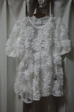 未使用級✨グラマラスガーデン ドット シースルー ブラウス 花 