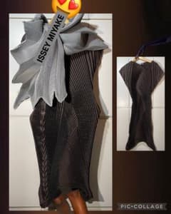 スチームストレッチ ワンピース ブラウン系 issey miyake スチームストレッチ ワンピース ブラウン系 issey miyake - メルカリ