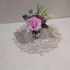 造花の小型花瓶 ピンクと紫のサムネイル