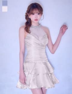 JEWELS ホルターネック ビジュー ミニドレス ホワイトのサムネイル