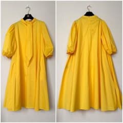 mikomori 鮮やかイエロー ボウタイ ロングワンピース - メルカリ