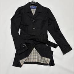 美品✨バーバリーブルーレーベル コート アンゴラ混　ノバチェック 38 黒 極美品】 Burberry BLUE label バーバリーブルーレーベル ウールコート