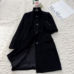 ★美品★ MaxMara STUDIO ロングコート アンゴラ混 シルク混 42 Max&Co 大きいサイズ アンゴラ混スタンドカラーロングコート 42