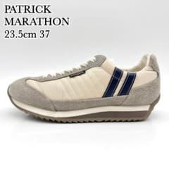 美品】パトリック マラソン ベージュ ネイビー スエード メッシュ 23.5