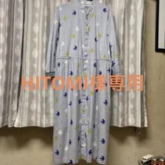 SUPER HAKKA タグ付新品薄ブルーグレー鳥柄ワンピースのサムネイル