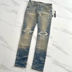 未使用 AMIRI アミリ MX1 バンダナ ダメージ&リペア デニム ブルー 