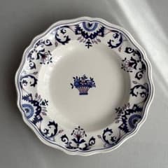フランス　アンティーク　ロンシャン　古いプレート　花リム フランスブロカント ロンシャン 花リムが可愛いエスニックな深皿