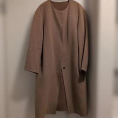 【1週間限定】UNIQLO ノーカラーロングコート ブラウンのサムネイル