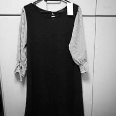 新品*ストライプリボン袖ワンピースのサムネイル