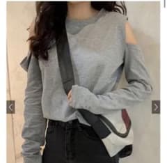 GRL ロンT グレー ショルダーオープンのサムネイル
