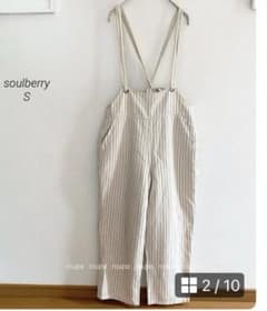 soulberry リネン混ストライプサロペットのサムネイル
