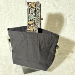 ハンドメイド　ハンドバッグ　巾着　インド刺繍リボンショルダー金具付きのサムネイル