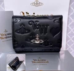 【新作✩内柄も素敵】Vivienne Westwood 三つ折り財布 マット黒 Vivienne Westwood - 【内柄も素敵☆最新】Vivienne Westwood 三折り