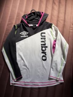 UMBRO アンブロ フーデッド長袖シャツ ホワイト ブラック