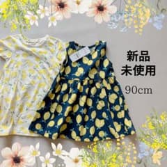 [신품 미사용 & 한 번만 착용] 90cm 정리 원피스 반소매 민소매