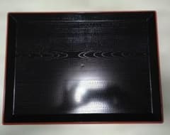 富士長手木目盆　黒渕朱　10枚セットのサムネイル