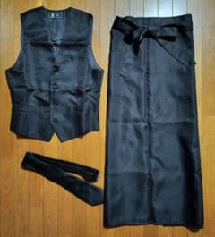 配膳制服セット　ウェイター　ウェイトレス　レストラン　ベスト　エプロン　ネクタイのサムネイル