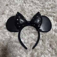 ミッキー耳カチューシャ 黒 スタッズ付きのサムネイル