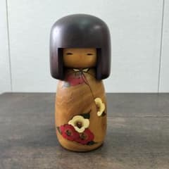 名工】卯三郎こけし 椿 創作こけし 高さ約20.5cm 近代こけし 伝統工芸
