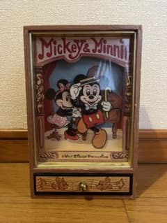 昭和レトロ】ディズニー ミッキー＆ミニー 木製ダンシングオルゴール