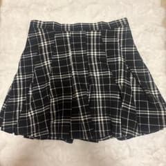 SHEIN チェック柄 プリーツスカート ブラック Mサイズのサムネイル