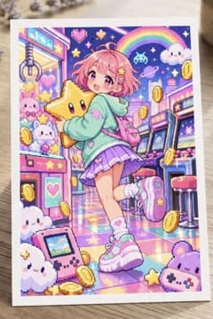 디지털 영적 예술 반짝이는 꿈 소녀 엽서 행운의 행복