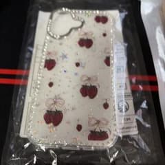 iPhone17用ケース ラインストーン装飾 リボン チェリー柄のサムネイル