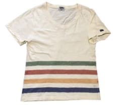 フェローズ ボーダー柄 Vネック 半袖 Tシャツ オフホワイト Sのサムネイル