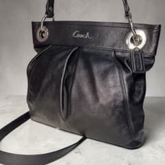 COACH 2WAY レザー ショルダーバッグ ハンドバッグ y2k 黒 金具 - メルカリ