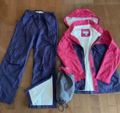 Columbia レインスーツ ピンク/ネイビー 収納袋付きレディースLサイズのサムネイル