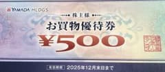 ヤマダ電機　株主優待　500円分のサムネイル
