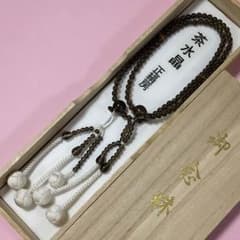 天然輝石念珠☆茶水晶☆(手まり房)‼️Sサイズ  新品・桐箱入(創価学会用仏具)のサムネイル