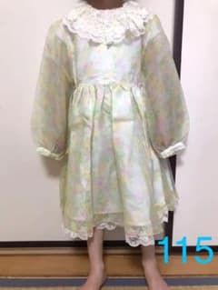 ワンピース ドレス 115 花柄 ハナエモリ ヴィンテージ 発表会 結婚式のサムネイル