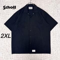 schott』 ワークシャツ オープンカラー 鯉 刺繍 希少 完売 黒 2XL