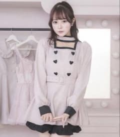 pium 초커 프릴 하트 버튼 긴 소매 설정