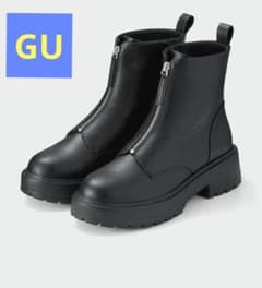 【美品】GUフロントジップブーツ厚底 XXL大きいサイズ黒