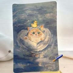 水彩画 猫 海 手描きイラスト アナログのサムネイル