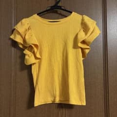 ZARA リブフリルスリーブTシャツ イエロー Sサイズのサムネイル