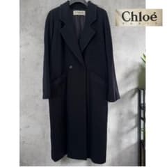 Chloé クロエ 上質 ウール100 % ロングコート 濃紺 40 ダブル - メルカリ
